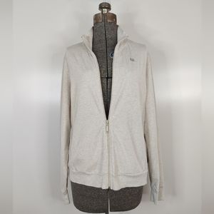 Banana Republic ivory & gray heathered lightweight zip up jacket
